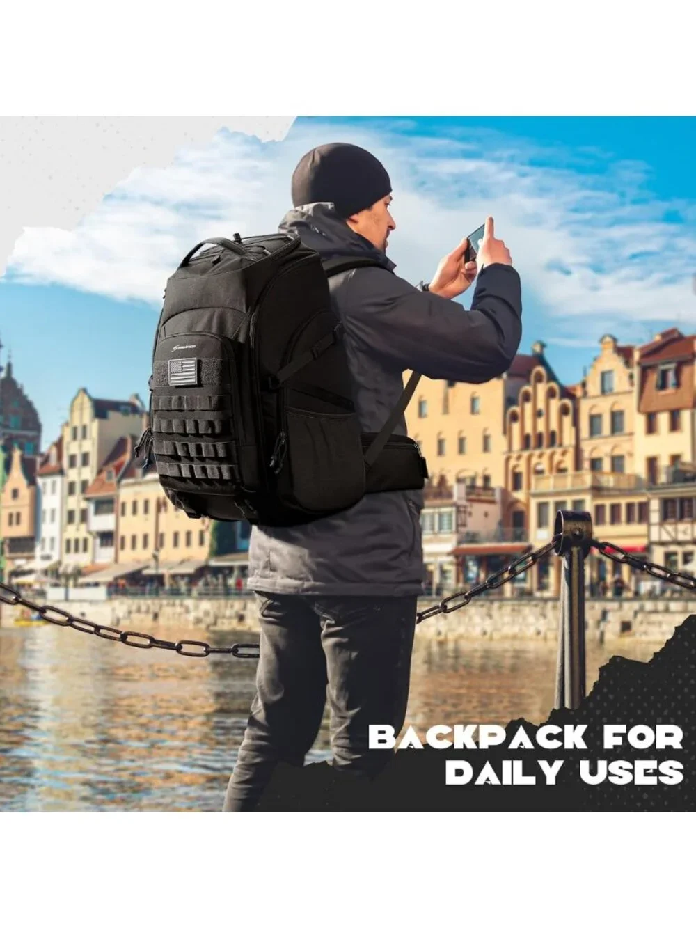 Water Resistant 40L Tactical Backpack for Men, Military Style, Outdoor Gear